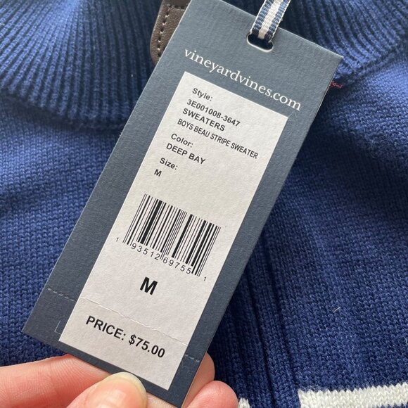 NEW Vineyard Vines Blue Striped Pullover Sweater size M - Picture 5 of 7